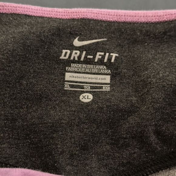Nike Dri Fit Womens Leggings size XL Gray Purple Pull on inseam 19 Activewear - Picture 7 of 9